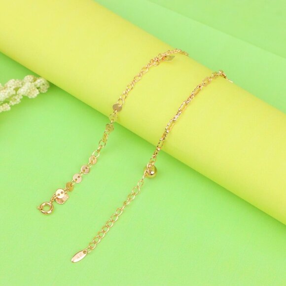 "Rose Gold Anklet with Star Charms & Shiny Links, XPAL1170 - Picture 3 of 12